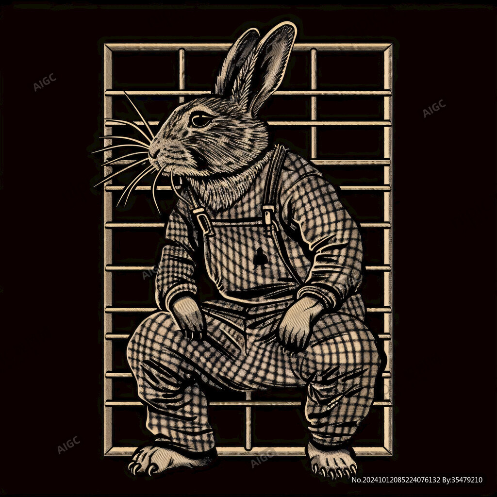 兔子先生插畫圖案印花