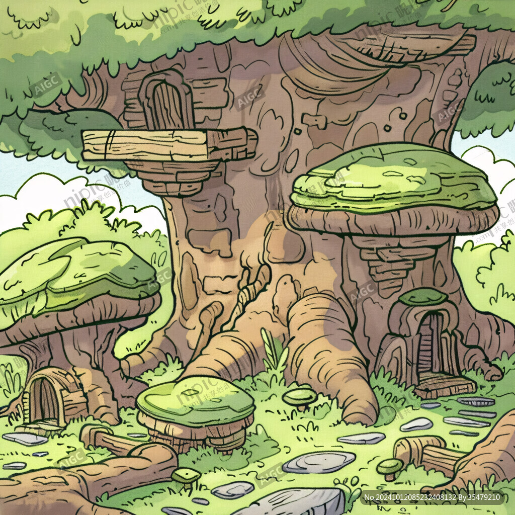 石林插畫宣傳素材背景