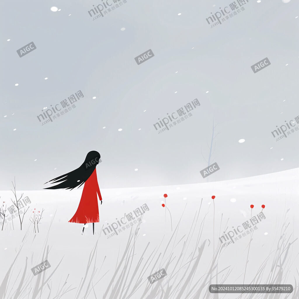 雪中紅衣女孩