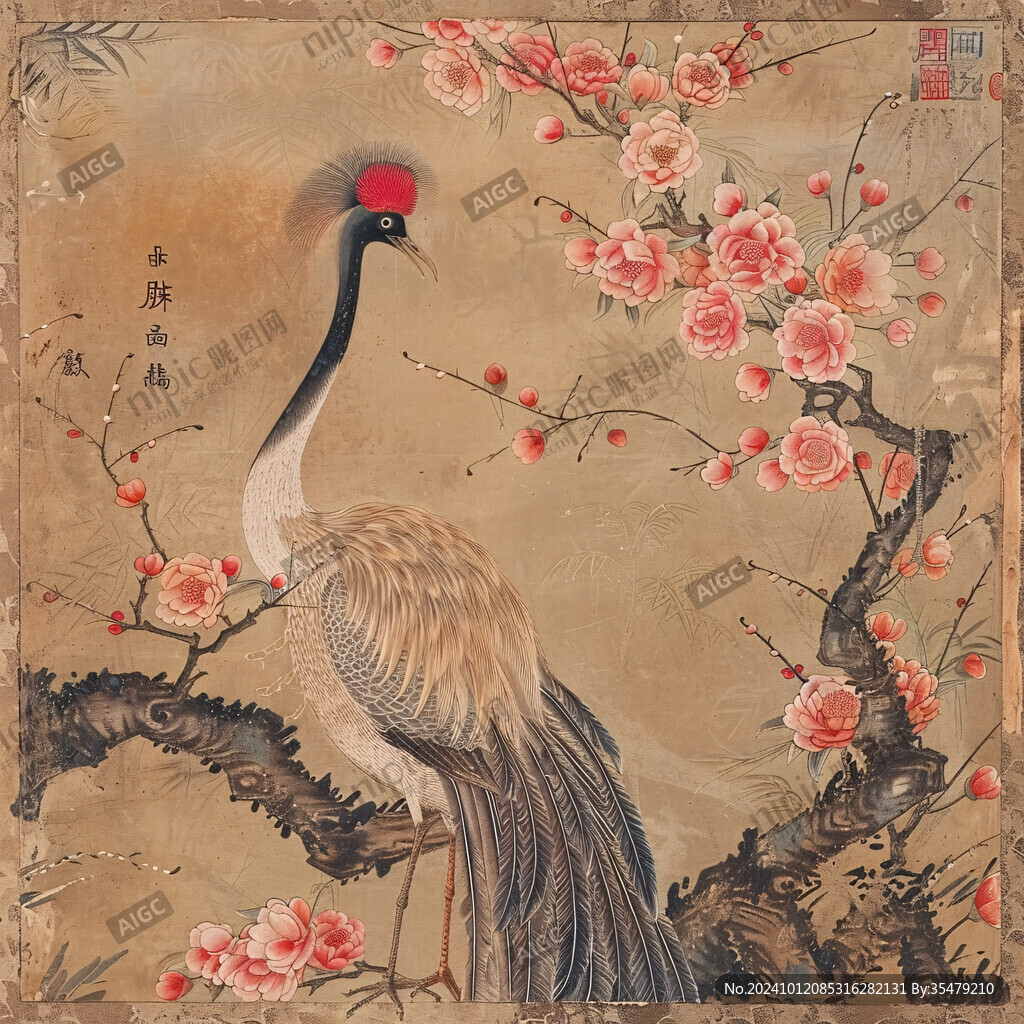 瑞鶴梅花圖
