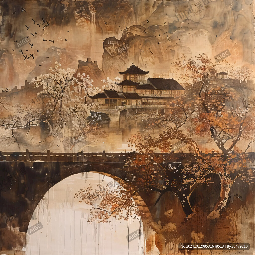 晚秋宮墻插畫