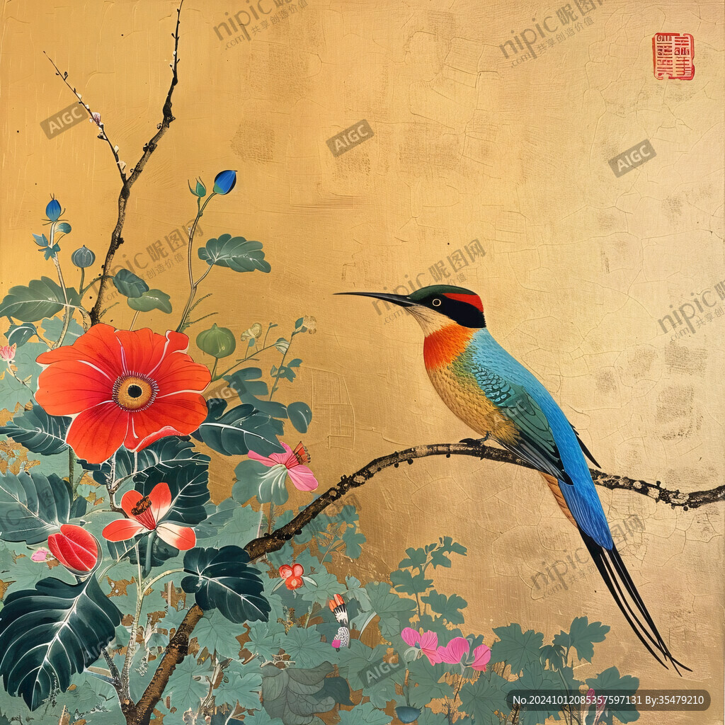 酒店花鳥壁畫書畫花鳥