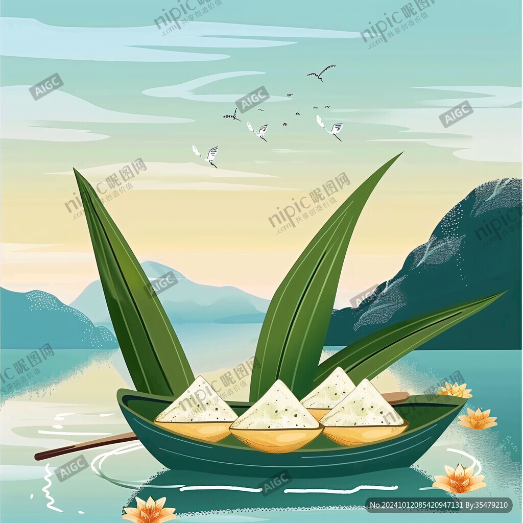 粽子元素山水畫