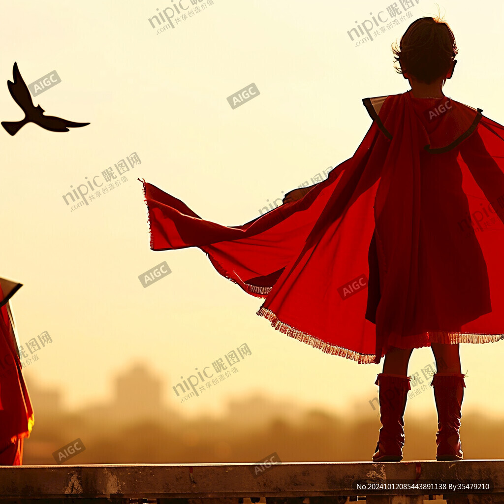 紅衣少女背影