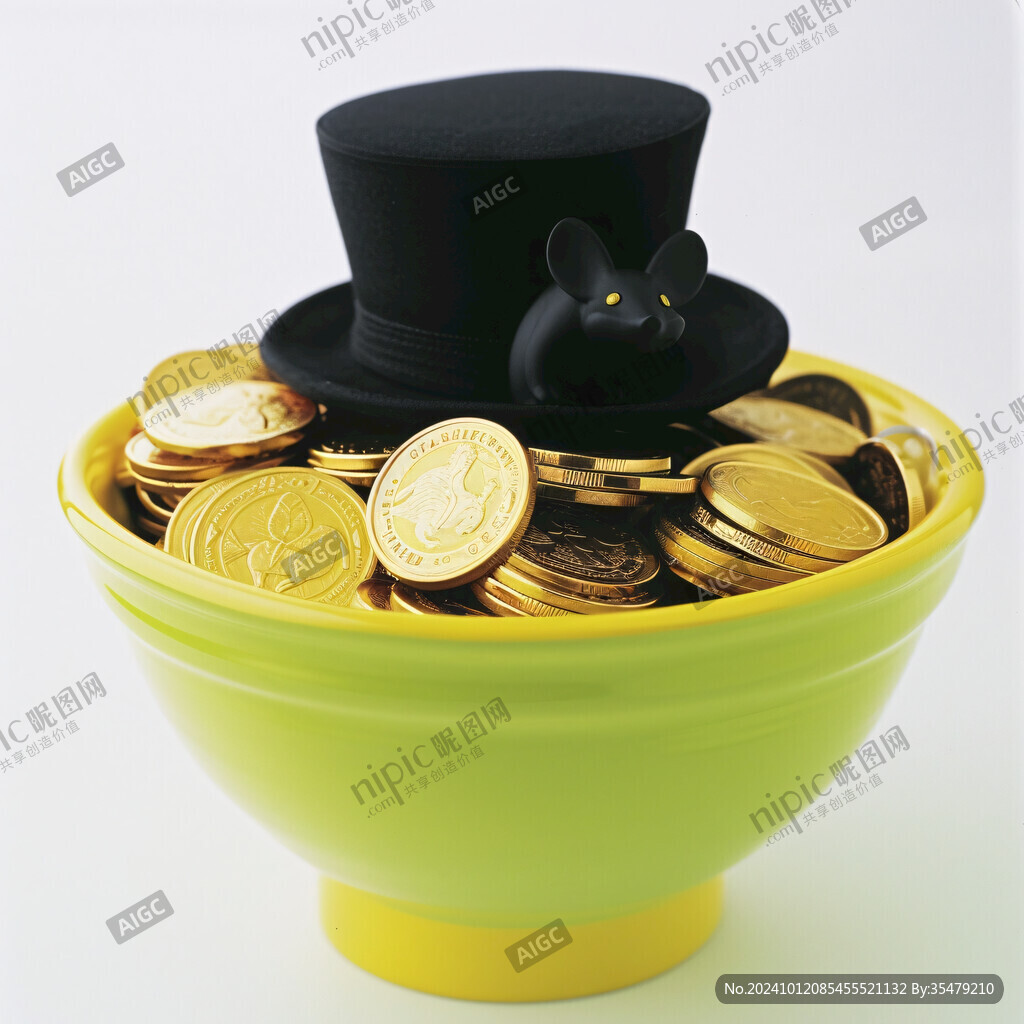 鼠繪金元寶素材
