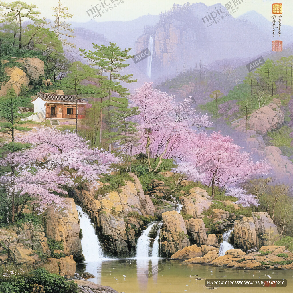 春色滿園山水貼畫