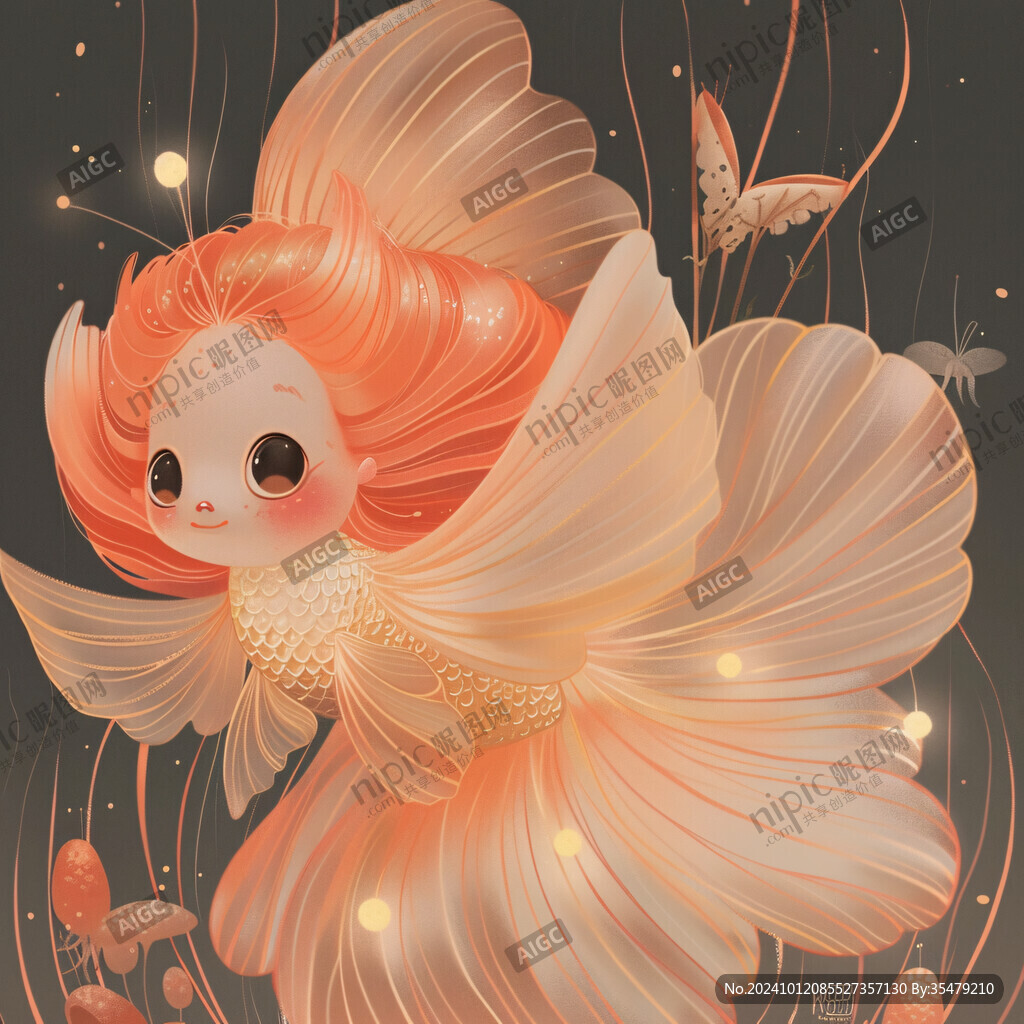 甜美可愛美人魚插畫