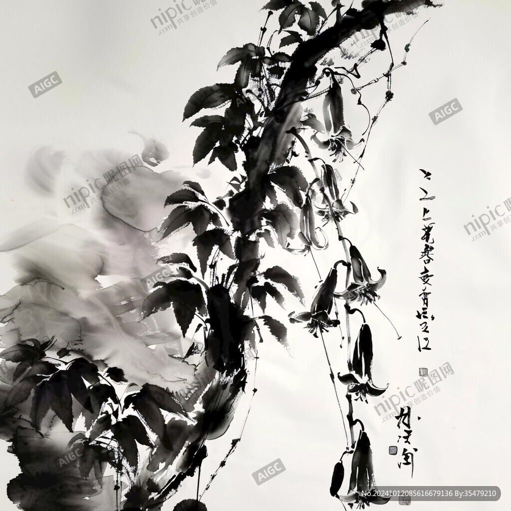 國畫小品水墨毛豆
