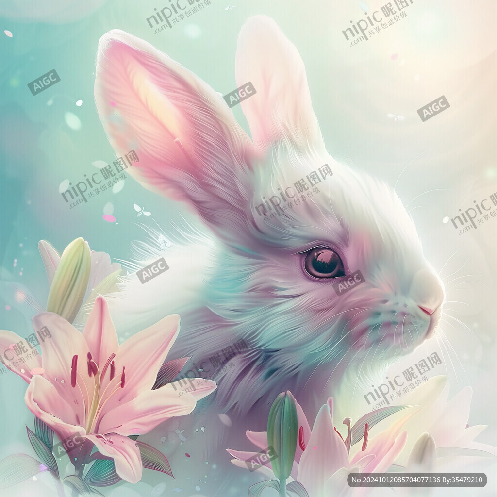 手繪兔子裝飾畫