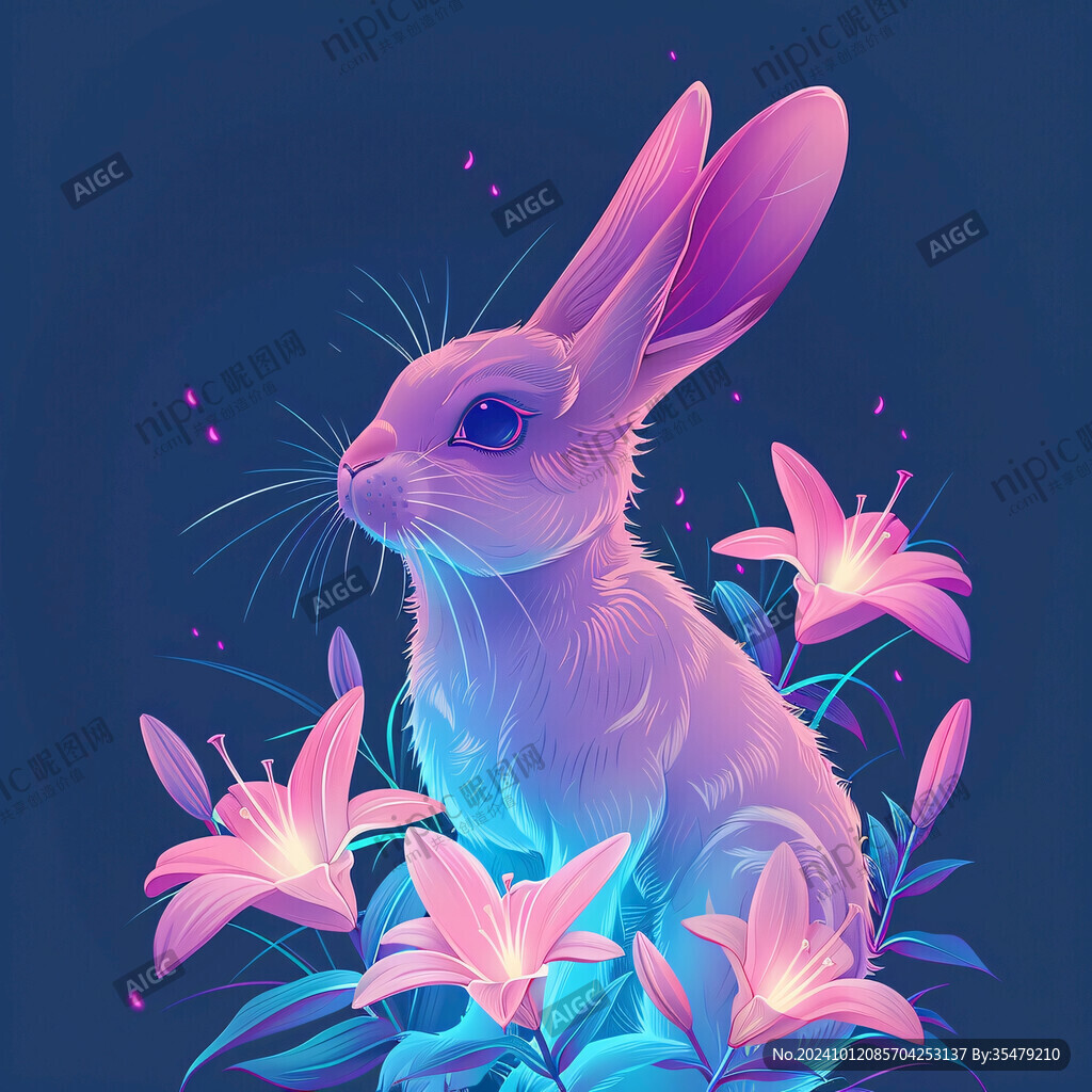 花好月圓兔子插畫
