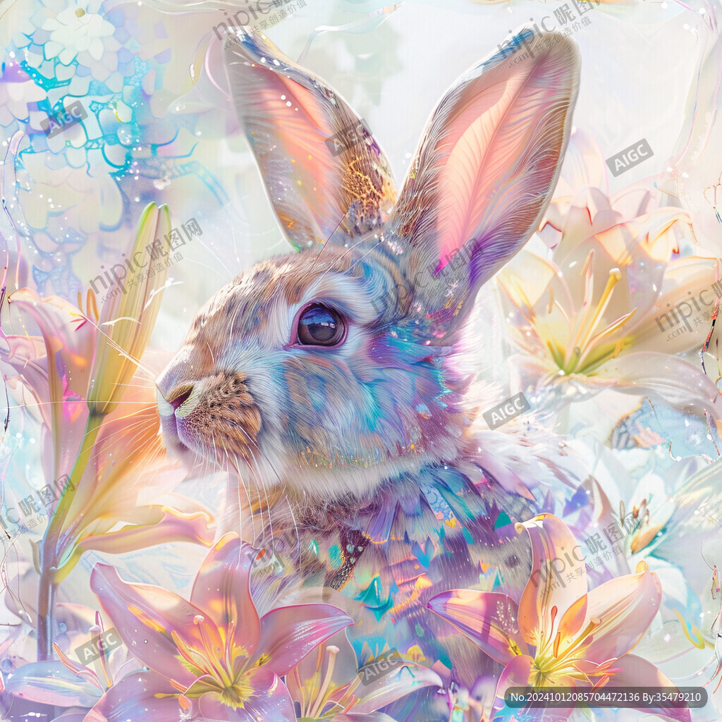 兔子和花插畫