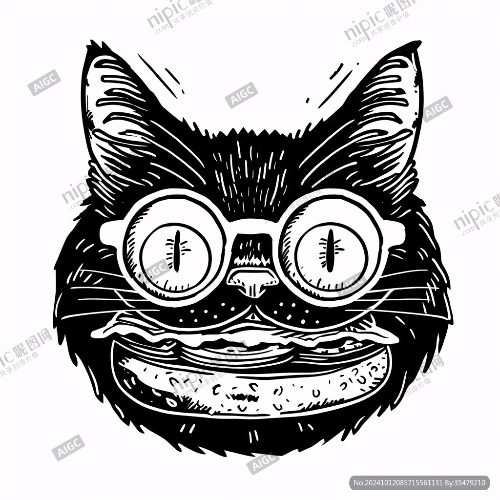 黑白涂鴉小怪獸素材