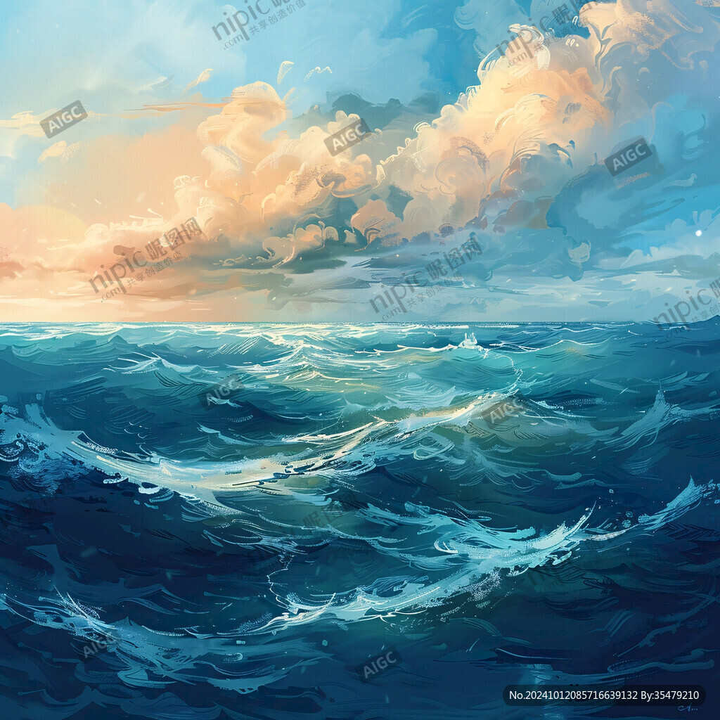 插畫海洋遼闊