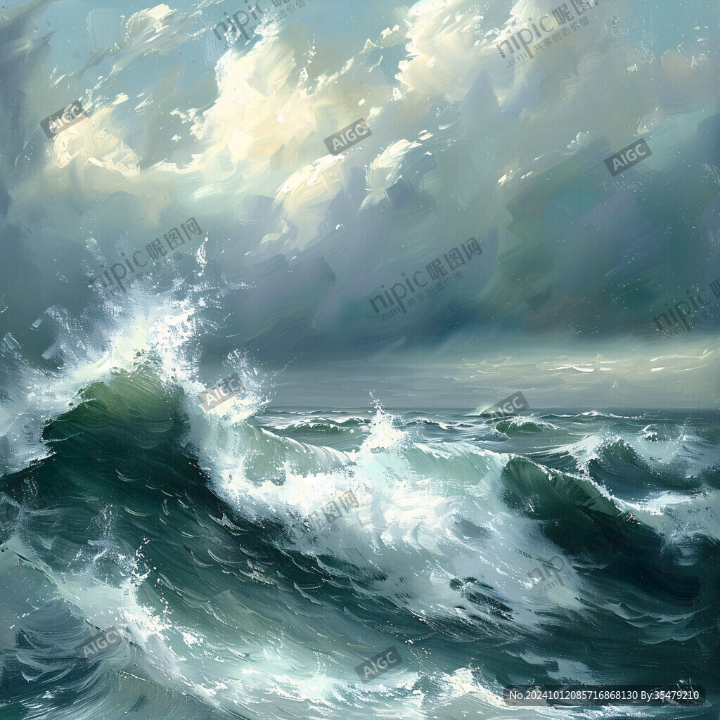 波濤海浪插畫