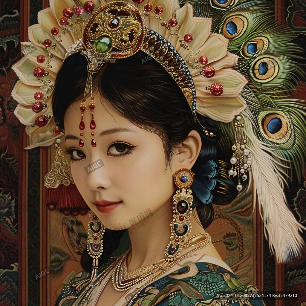 藏族美女插畫