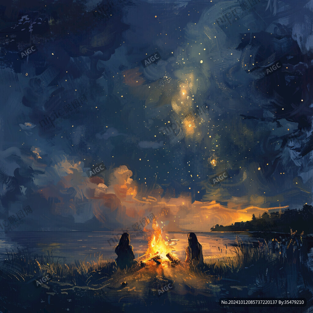 浪漫星空插畫
