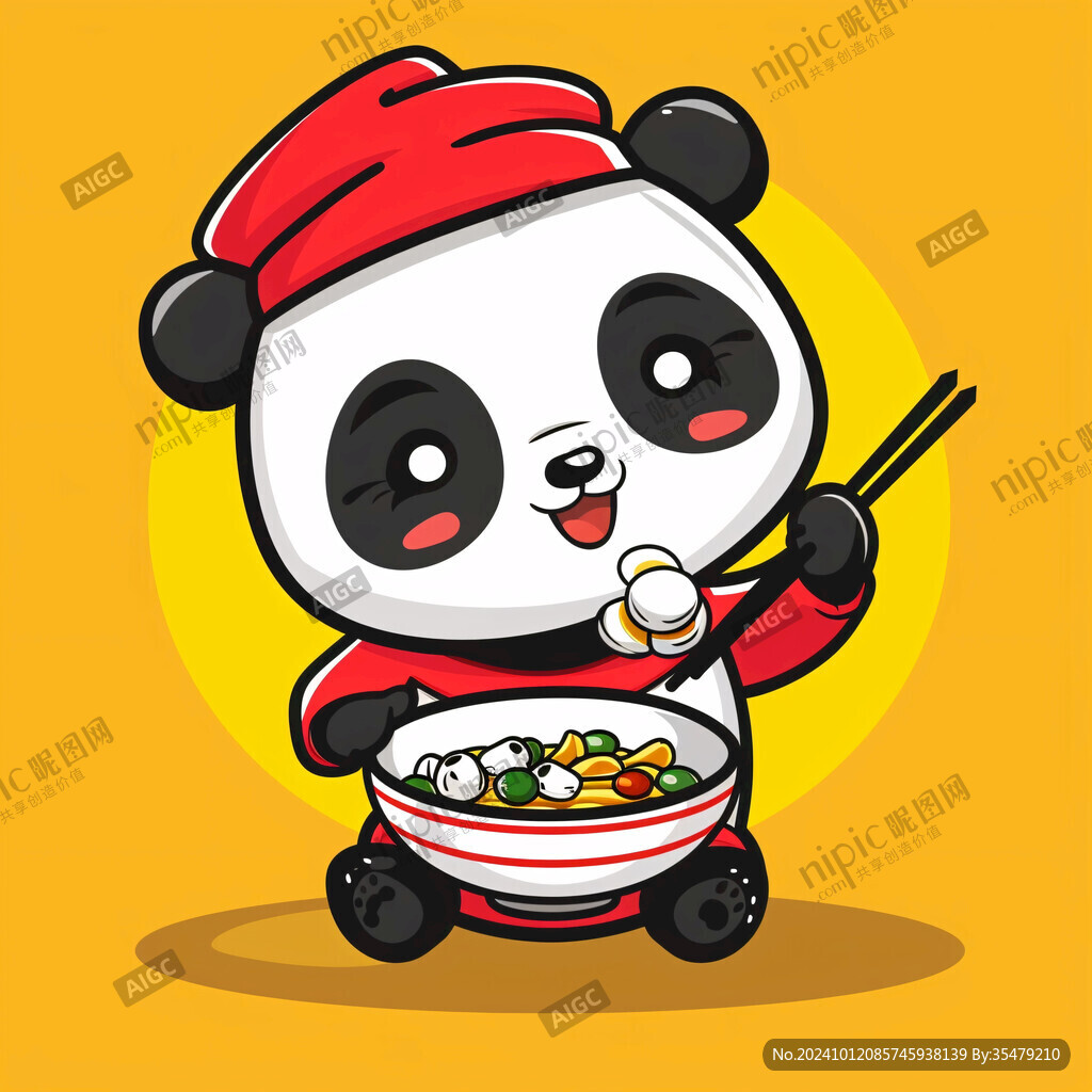 吃火鍋涮火鍋卡通熊貓