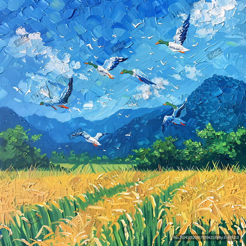 稻田風景插畫