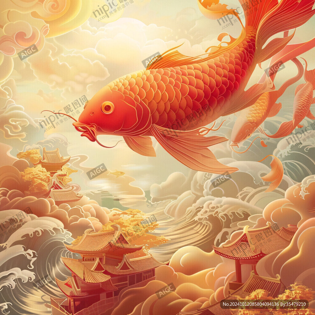 國潮金龍魚插畫