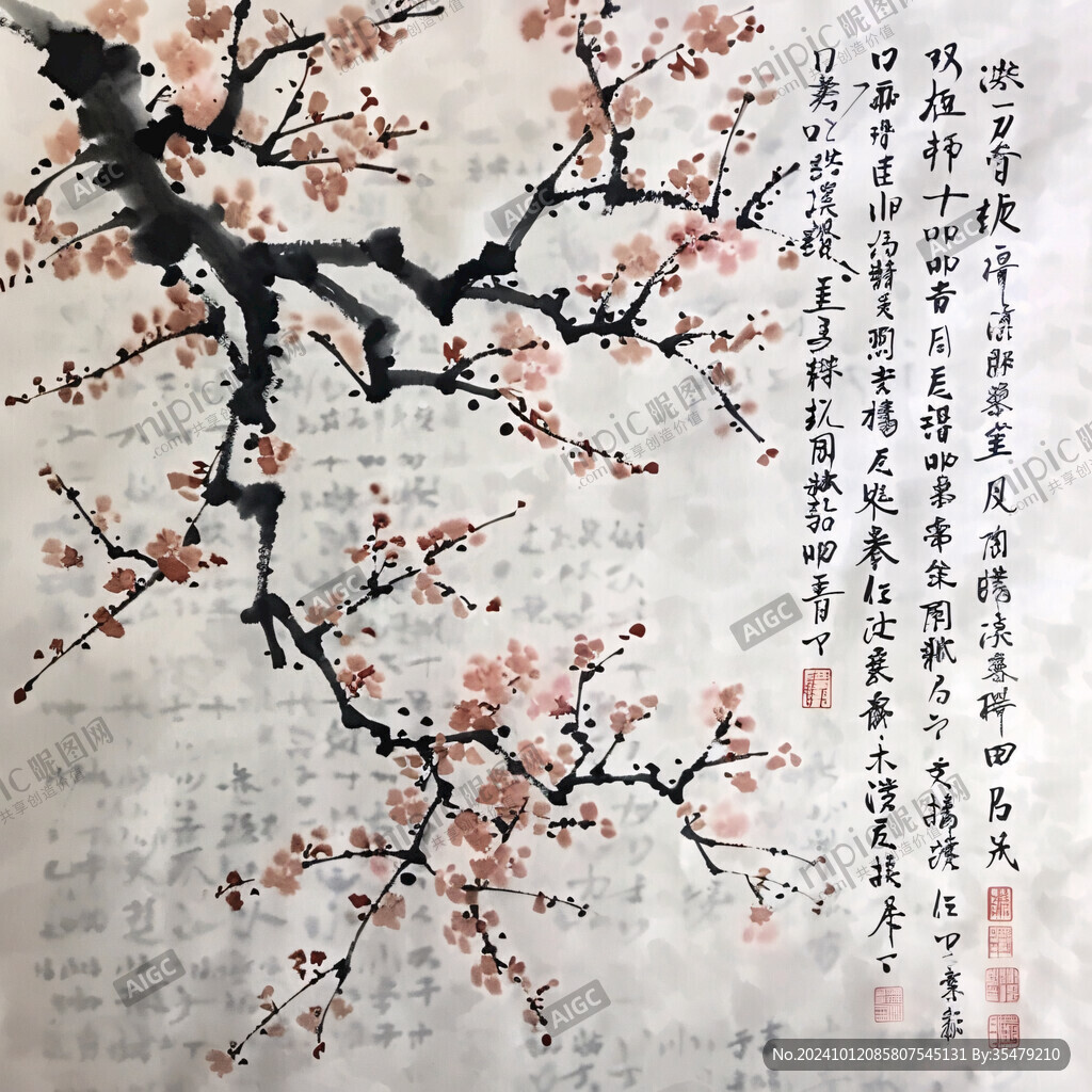傲霜梅花國畫