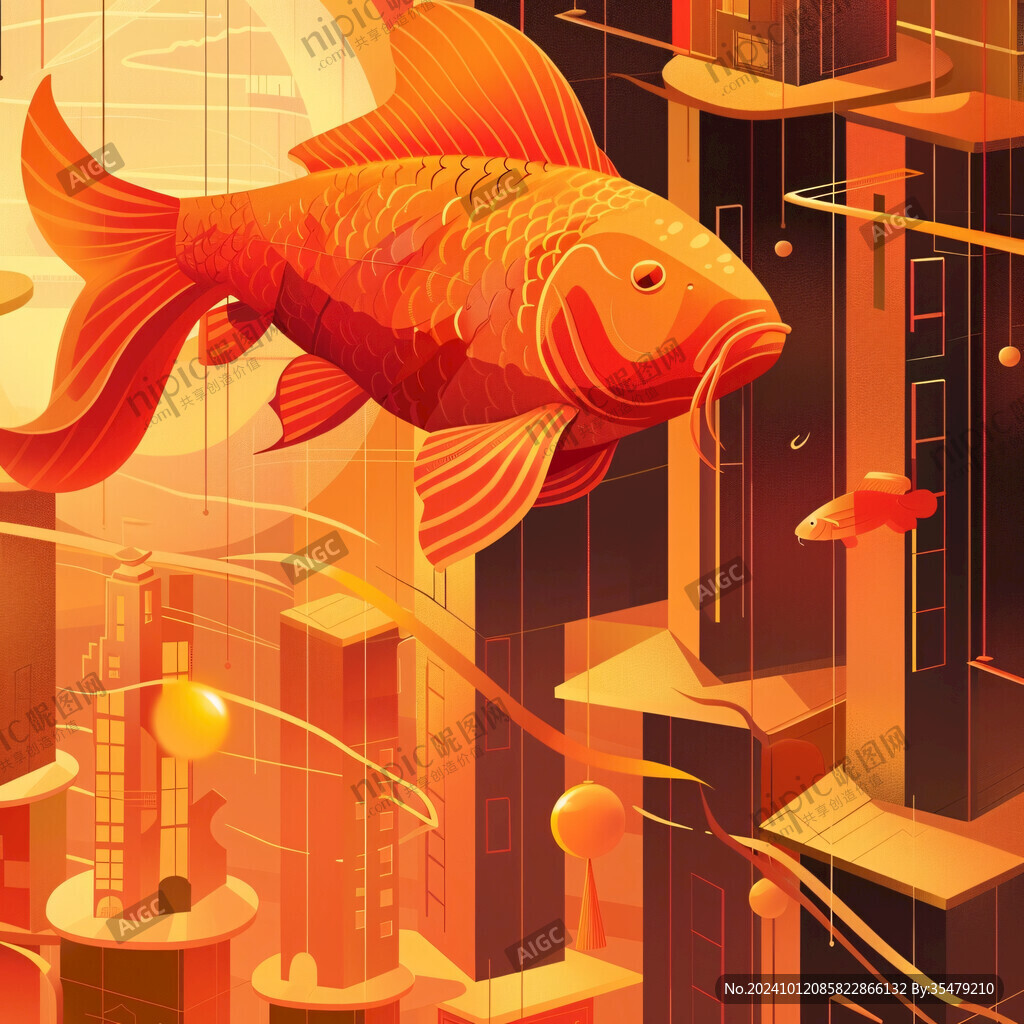 創意金魚潮流插畫
