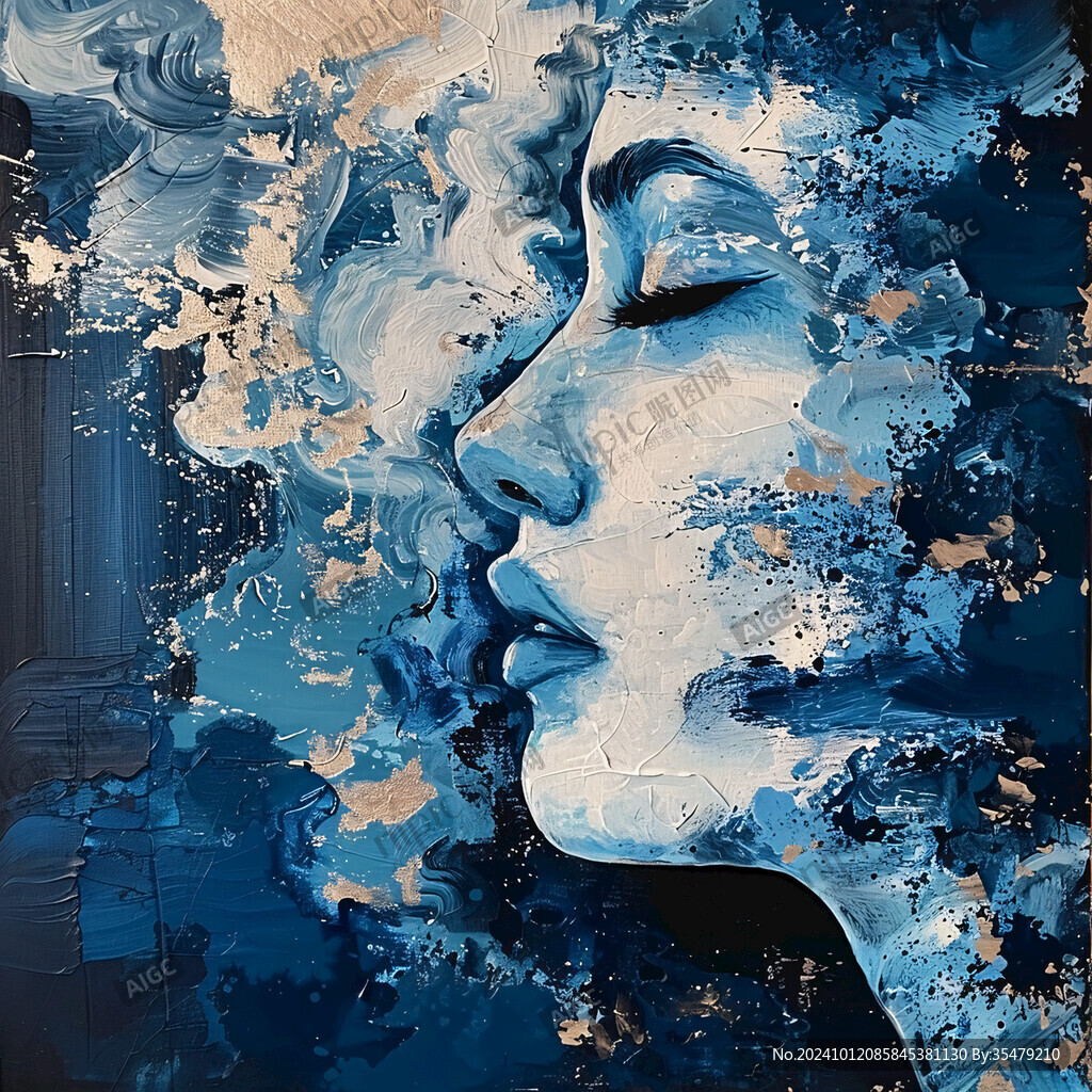 人臉色塊拼接裝飾畫