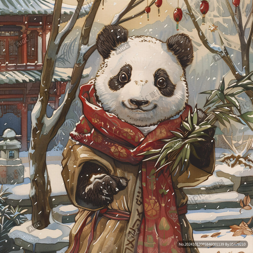 中國風圣誕熊貓