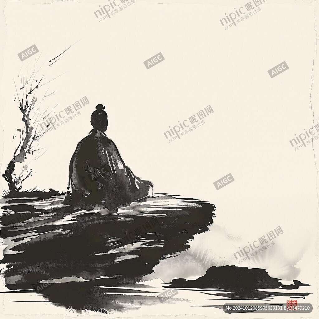 打坐新中式水墨