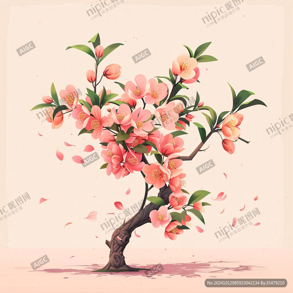 桃花樹插畫