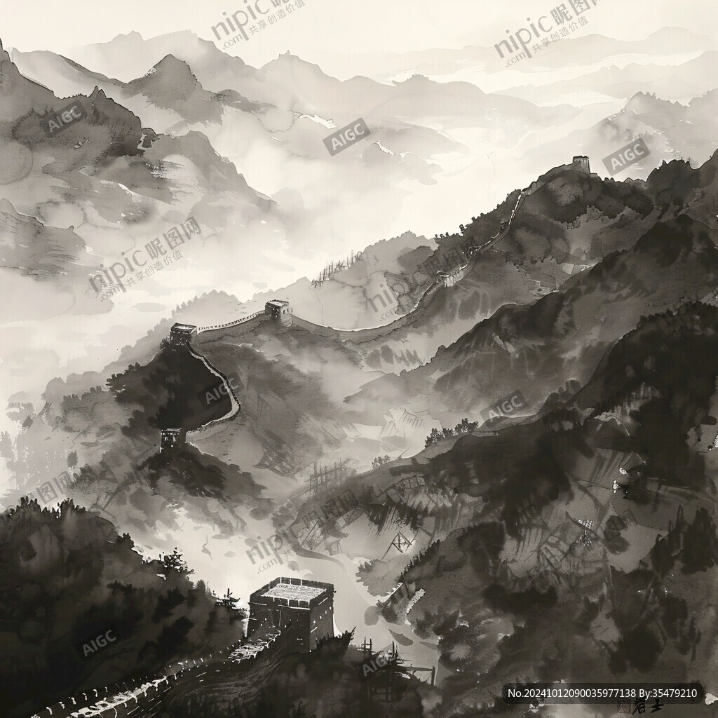 長城風景插畫