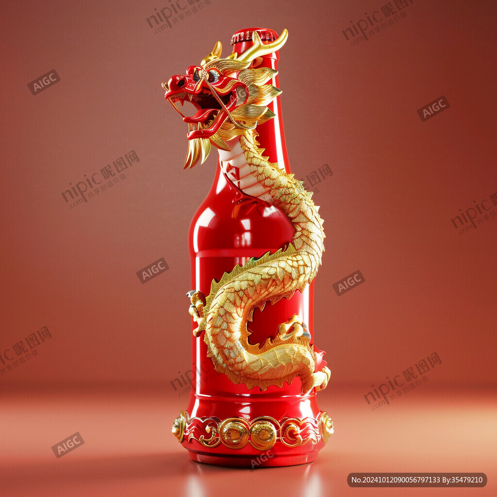 紅色金龍花瓶