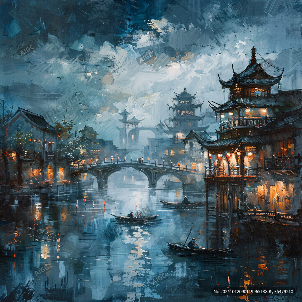 油畫江南