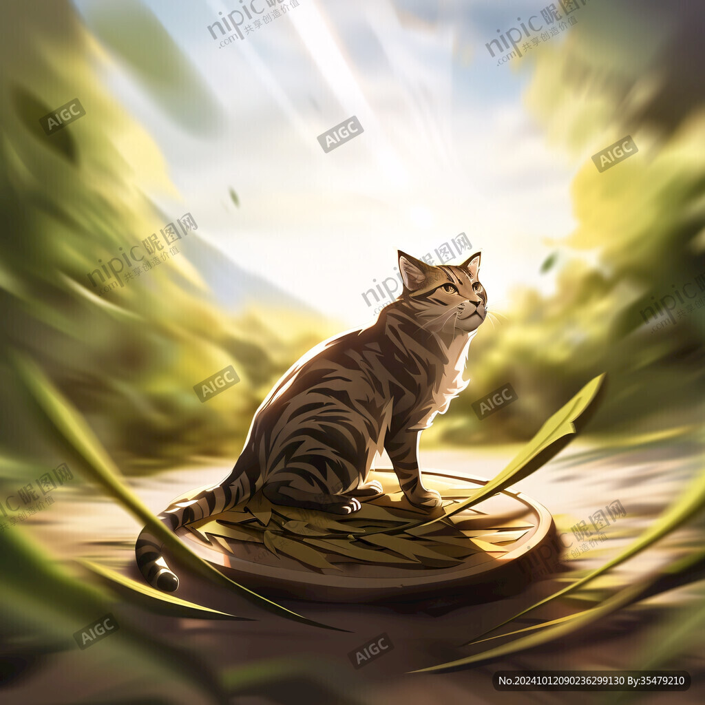 曬太陽的貓插畫