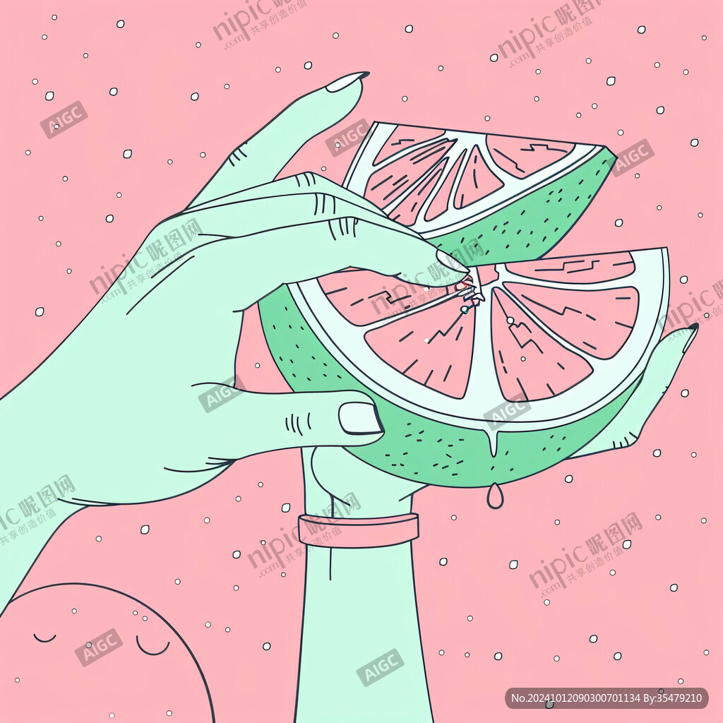 手打檸檬茶插畫