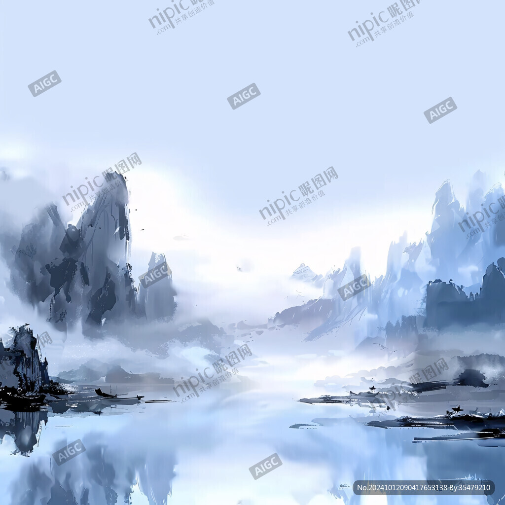 水墨數字畫潑墨山水