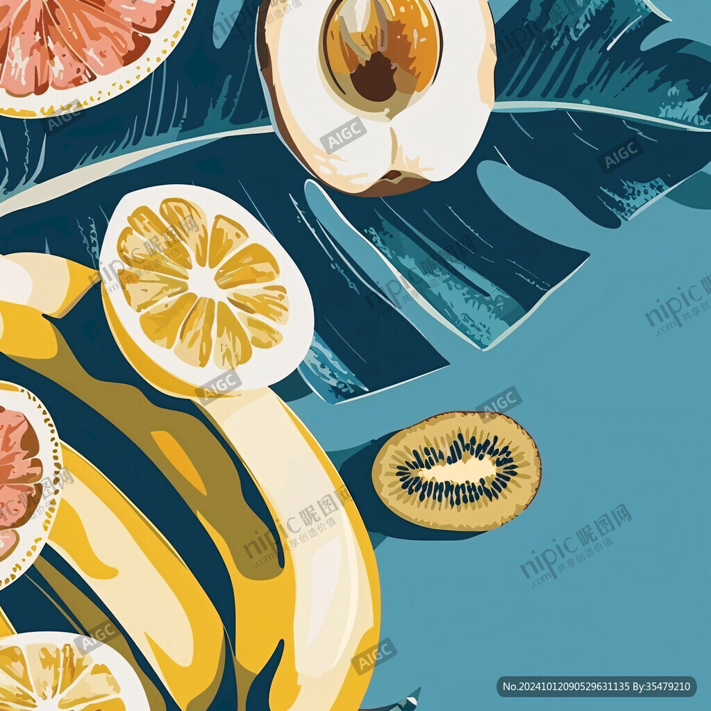 夏季水果美食插畫