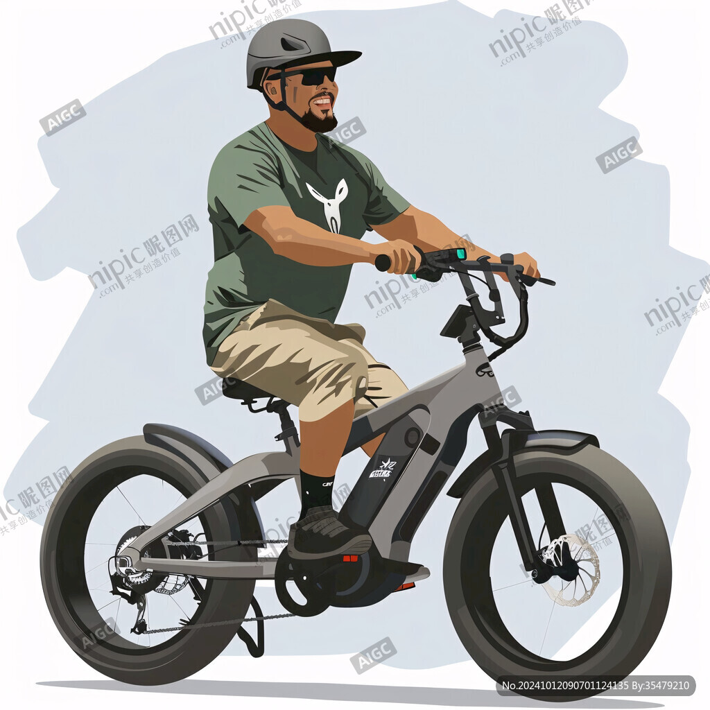 騎自行車插畫