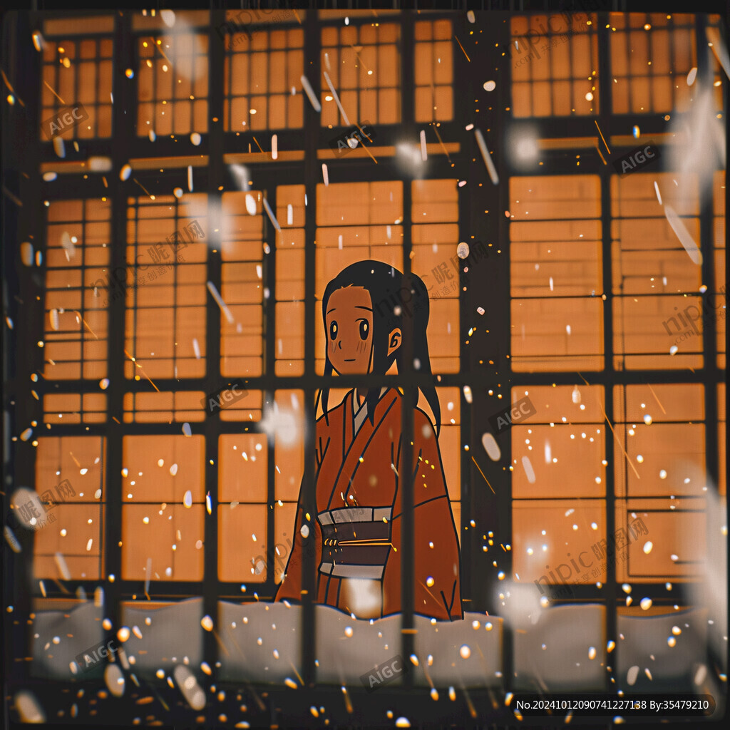 大雪女孩插畫