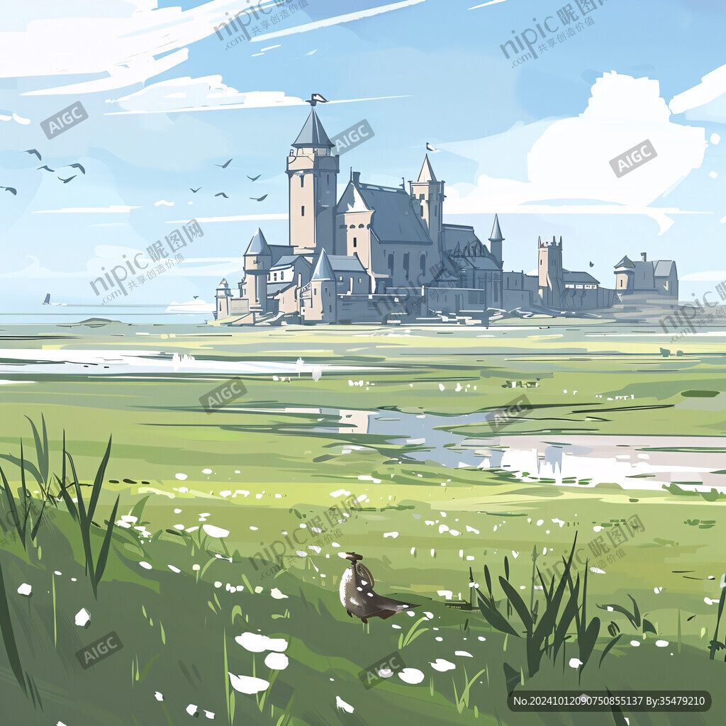 草地場景插畫