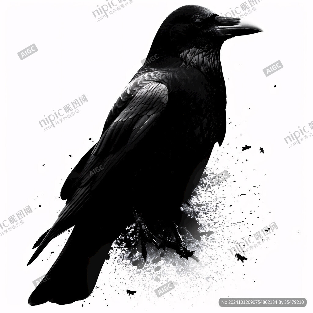 黑白飛鳥素材