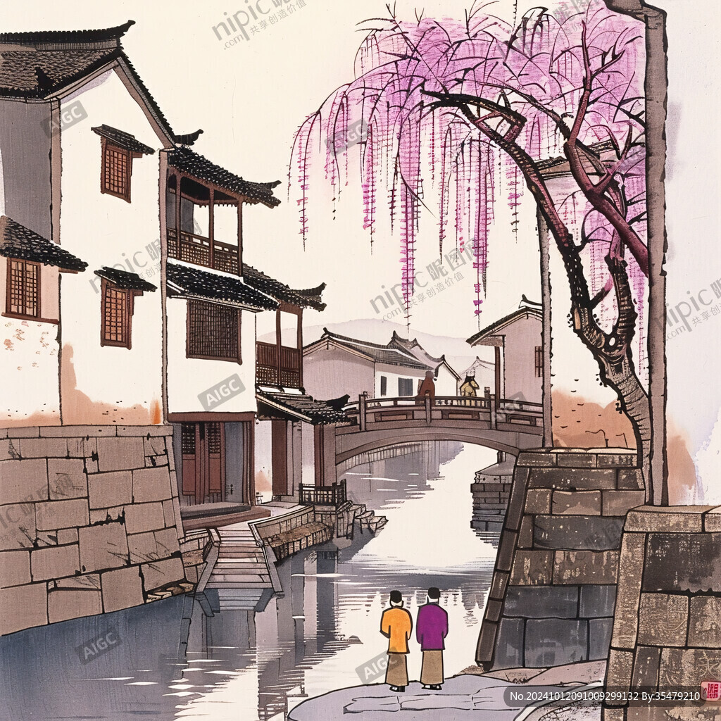 烏鎮插畫手繪裝飾畫