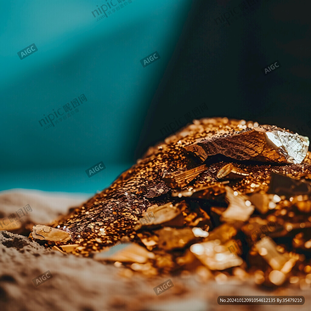 金色藍綠色水晶石頭