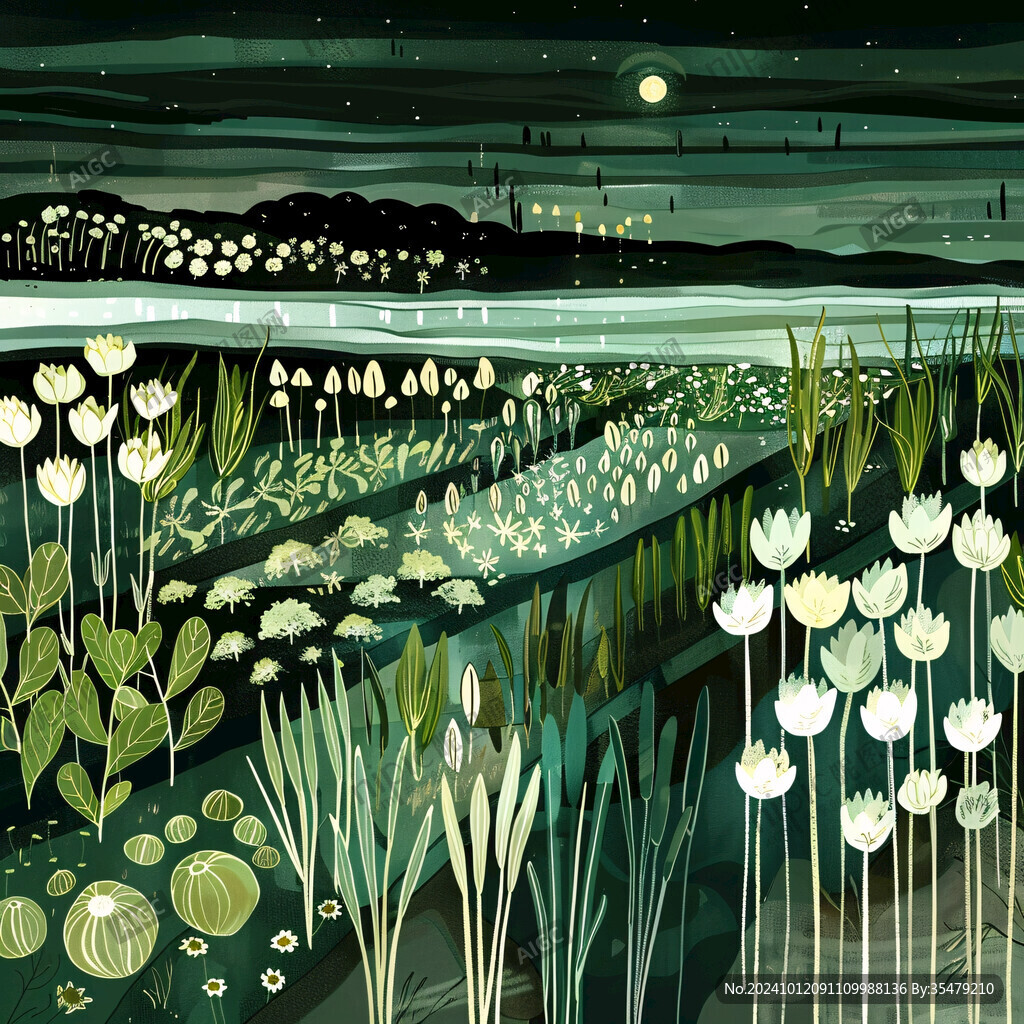 水生植物插畫