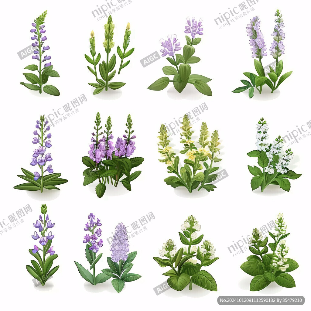 中草藥丁香花插畫