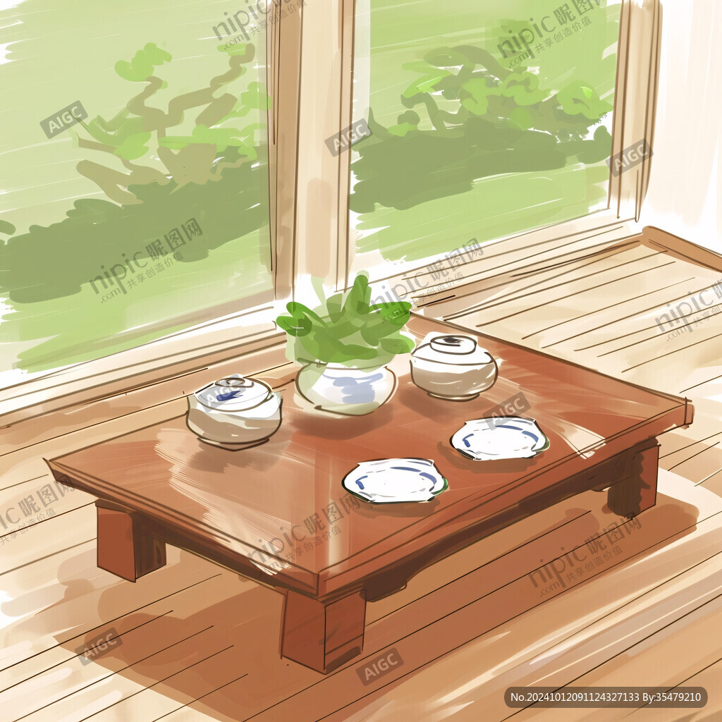 窗臺插畫