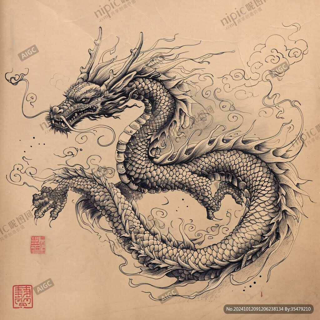 手繪精細龍