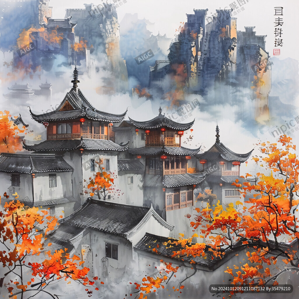 寫實古鎮(zhèn)插畫