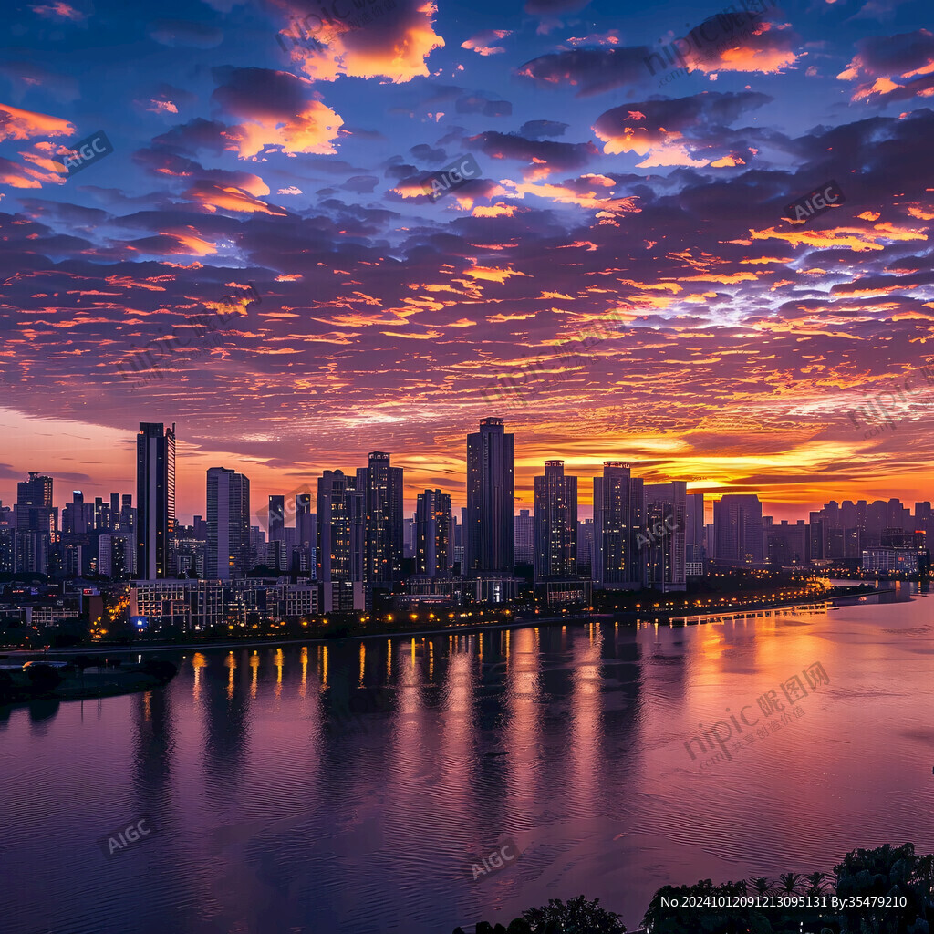 巨幅黃昏江景