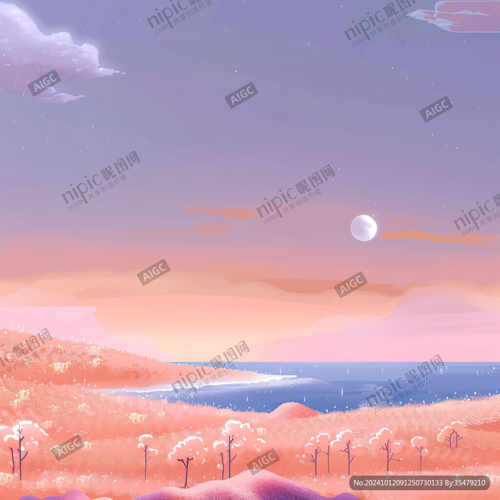 陽光晴朗風景插畫