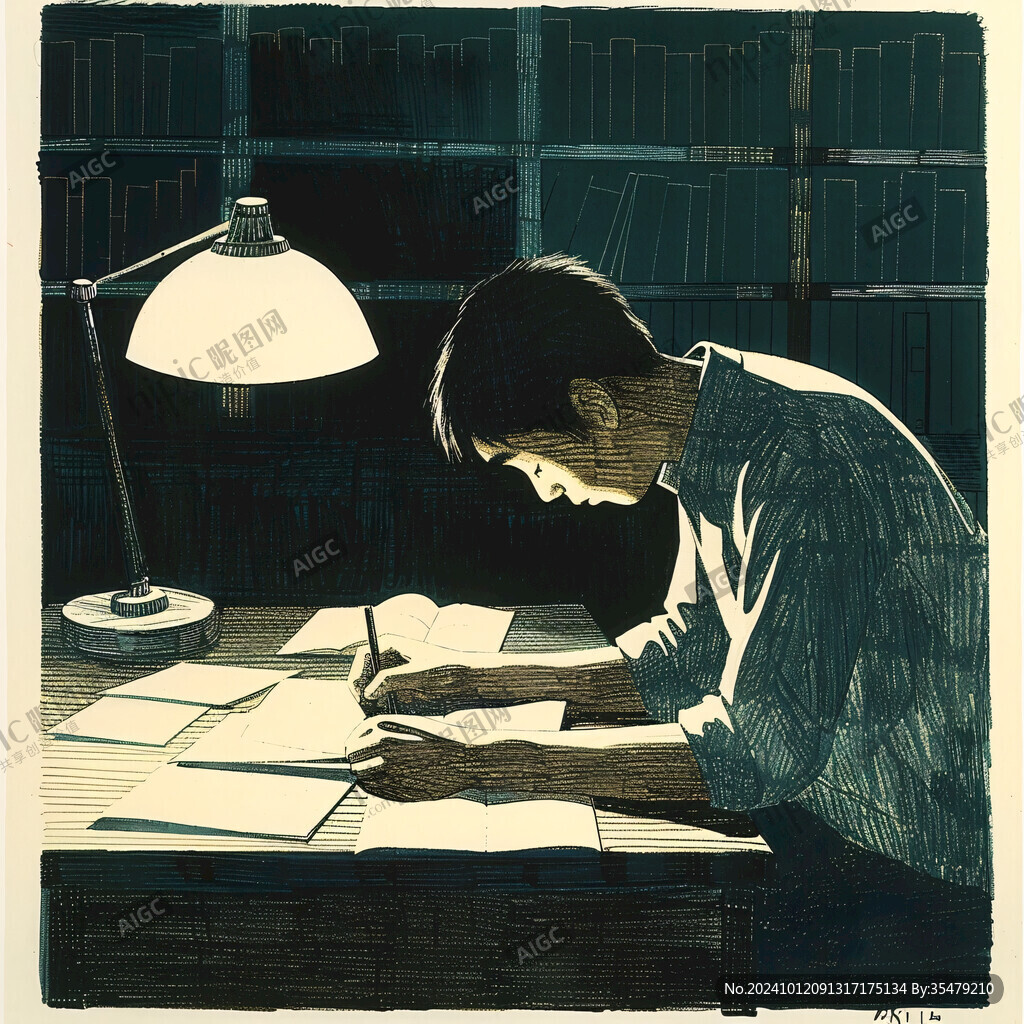 刻苦讀書國畫